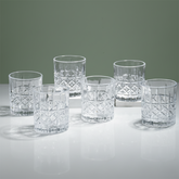 Diamond Grid Cut Design Whiskey Glasses - Set of 6