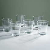 Clear Ribbed Glasses with Classic Textured Design | Set of 6