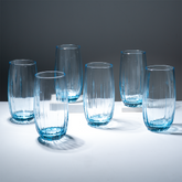 Ocean-Blue Textured Tall Glasses - Set of 6