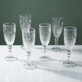 Diamond-Embossed Champagne Flutes - Set of 6