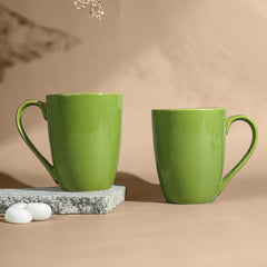 Green Ceramic Mug with Curved Handle
