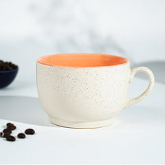 Cappuccino Cup in Orange Ceramic with White Exterior