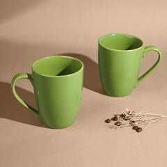 Green Ceramic Mug with Curved Handle