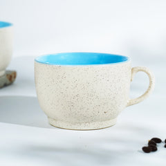 Cappuccino Cup in Light Blue Ceramic with White Exterior
