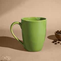 Green Ceramic Mug with Curved Handle