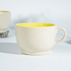 Cappuccino Cup in Yellow Ceramic with White Exterior