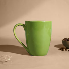 Green Ceramic Mug with Curved Handle