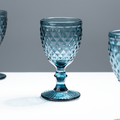 Premium Blue Textured Stemmed Glasses – Set of 6