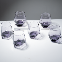 Purple Modern Geometric Glass Tumbler Set – 6-Piece
