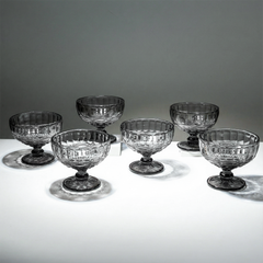 Vintage Smoky Grey Embossed Dessert Cups - Set of 6
