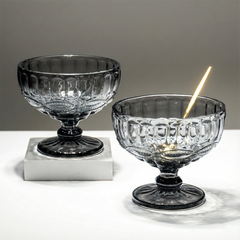 Vintage Smoky Grey Embossed Dessert Cups - Set of 6