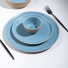 Sky Blue & Sand Ceramic Dinnerware Set of 20