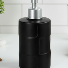 Matte Black Textured Ceramic Soap Dispenser