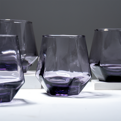 Purple Modern Geometric Glass Tumbler Set – 6-Piece