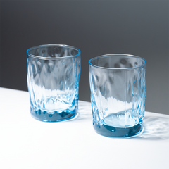 Ocean-Blue Textured Whiskey Glasses - Set of 6