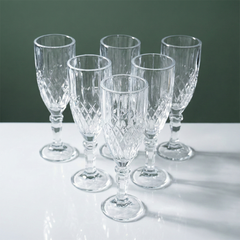 Diamond-Embossed Champagne Flutes - Set of 6