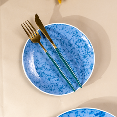 Blue Marble Ceramic Dinnerware Set - Set of 3