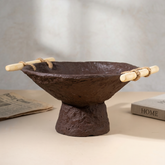 Handcrafted Paper Mache Pedestal Bowl