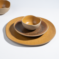 Rustic Brown Irregular Ceramic Dinnerware Set of 25