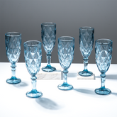 Blue Vintage Textured Glass Goblet Set - Set of 6
