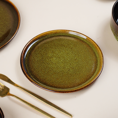 Modern Rustic Green Ceramic Dinnerware Set of 22 Piece