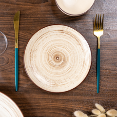 Cream Ceramic Spiral Dinnerware - Set of 18