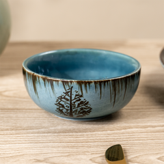 Ceramic Dinnerware Set with Black Tree Motif - Set of 18