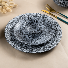 Black and White Speckled Ceramic Dinnerware - Set of 23