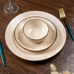 Cream Ceramic Spiral Dinnerware - Set of 18