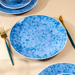 Blue Marble Ceramic Dinnerware Set - Set of 3