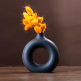 Unique Matte Color Ceramic Donut Vase