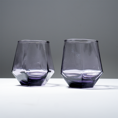Purple Modern Geometric Glass Tumbler Set – 6-Piece