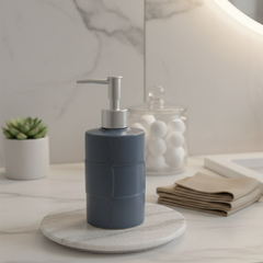 Matte Grey Textured Ceramic Soap Dispenser