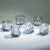 Smoky Gray Sculpted Glasses - Set of 6