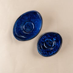 Blue Color Oval-Shaped Kishti Bowl Set | Set of 2