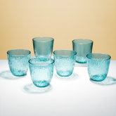 Aqua Green Textured Glasses with Rippled Design | Set of 6
