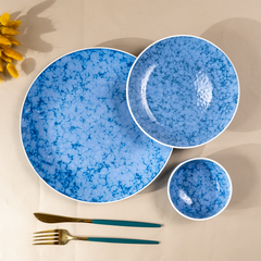 Blue Marble Ceramic Dinnerware Set - Set of 18