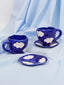 Navy Blue Cloud-Patterned Ceramic Cup and Saucer Set