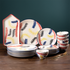 Multicolor Ceramic Dinner Set - Set of 19