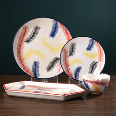 Multicolor Ceramic Dinner Set - Set of 19