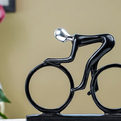 Black and Silver Cyclist Sculpture