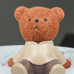 Brown Textured Teddy Bear Figurine in Yellow Shirt