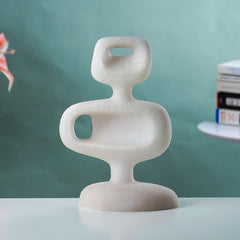 White Marble-Finish Abstract Hollow Sculpture
