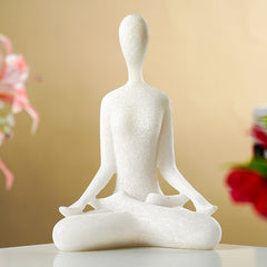 White Marble-Finish Meditative Yoga Figurine