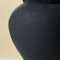 Matte Black Decorative Vase with wide Rim Design