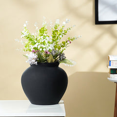 Matte Black Decorative Vase with wide Rim Design
