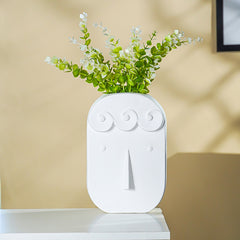 White Abstract Face Planter Set of 3