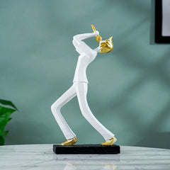 White and Gold Musician Sculpture