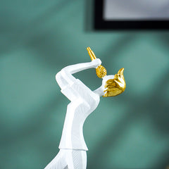 White and Gold Musician Sculpture