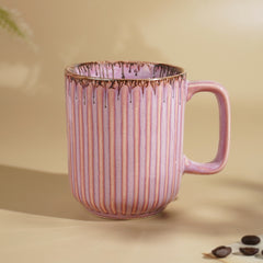 Pink Color Ceramic Coffee Mug with Brown Drops Border